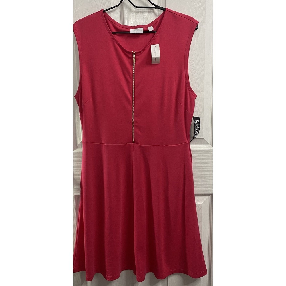 New York&Company Stretch Dark Pink Colored Sleeveless Dress Front Zip Sz. L -NWT